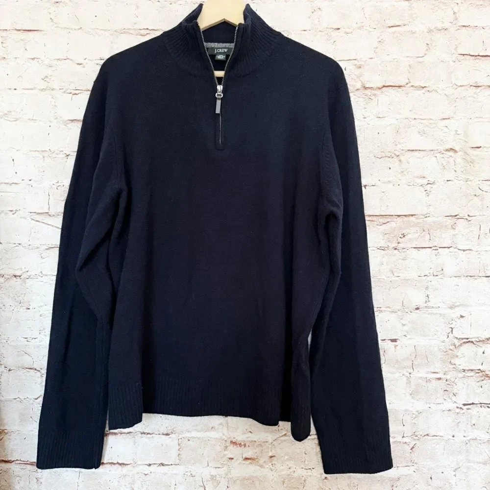 J. Crew mens lambs wool 1/4 zip vintage sweater